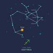 © karnografff - SAGITTARIUS zodiac horoscope star constellation space symbol, horoscope night sky map. thin line sign art design vector illustration