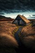 Traditional peat house ,made with Generative AI