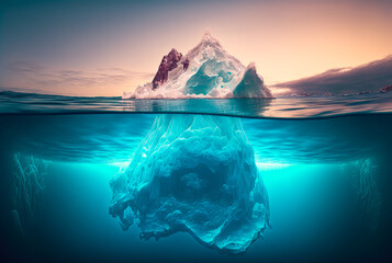 Wall Mural - Iceberg Underwater in polar regions mountain - Generative AI