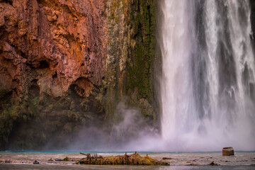 Canvas Print - waterfall, water, nature, cascade, river, forest, falls, stream, landscape, fall, rock, rocks, green, natural, park, stone, flowing, wet, creek, moss, waterfalls, scenic, supai, Havasu fall, havasu ,m