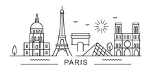 Paris France City Line View. Poster Print Minimal Design.