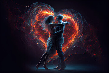 Wall Mural - Valentine soulmate dancing - By Generative AI