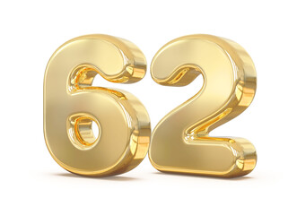 3D Golden Number 62 With Generative AI