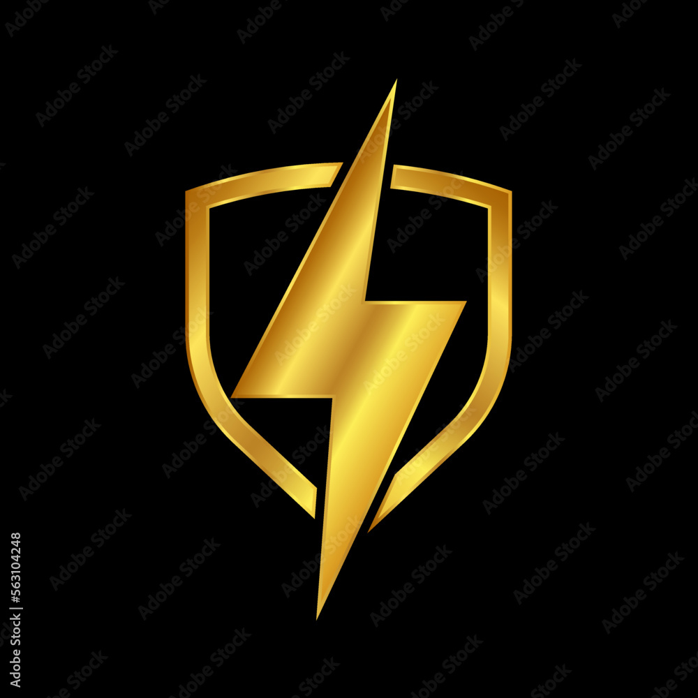 gold lightning bolt icon in trendy flat design Stock Vector | Adobe Stock