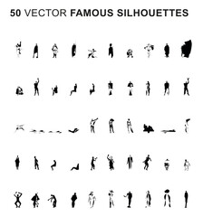 Wall Mural - 50 Famous silhouettes - Vector