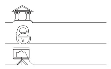 Wall Mural - continuous line drawing vector illustration with fully editable stroke of bank lock presentation scr