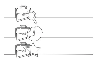 Canvas Print - continuous line drawing vector illustration with FULLY EDITABLE STROKE of briefcase search pie chart star investor