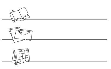 Wall Mural - continuous line drawing vector illustration with fully editable stroke of organizer letter calendar
