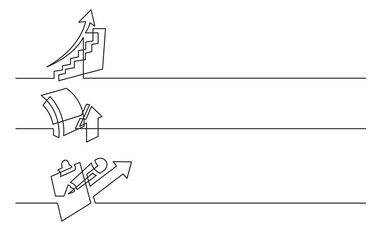 Wall Mural - continuous line drawing vector illustration with fully editable stroke of rising chart growth symbol
