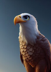 Wall Mural - Eagle animal in 3D Style on clean background. Generative ai