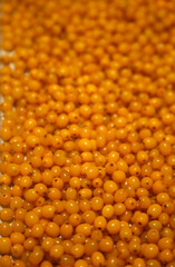 Canvas Print - bright ripe berries of sea buckthorn, food background