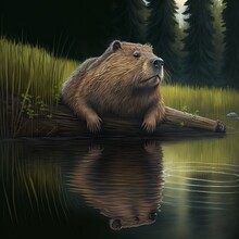 Brown Bear In The Lake