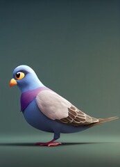 Wall Mural - Pigeon animal in 3D Style on clean background. Generative ai