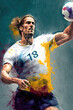 Handball Handballspieler Player in Action Abstrakte Grafik Illustration Generative AI Digital Art Cover Background