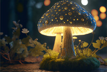 Magical Mushroom Under The Tree.Created With Generative AI