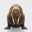 Adult walrus close up isolated on white background,. Generative AI