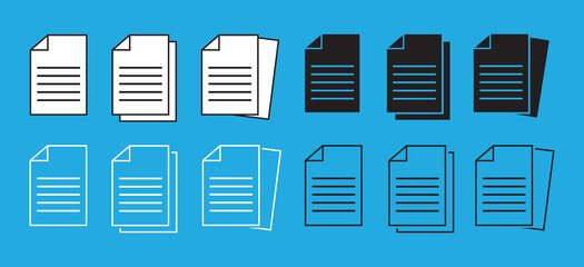 Poster - Document vector icon isolated vector graphic. Paper document page icon vector element. Agreement file symbol. Blue background.
