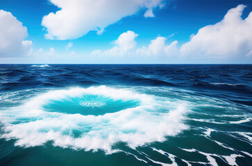 giant whirlpool in the ocean, fantasy, magic. generative ai