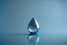 Drop Of Water On Blue Background, Ai