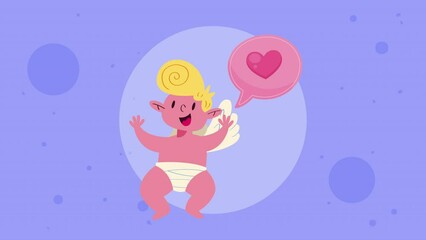 Poster - cupid angel with heart in speech bubble