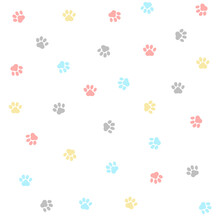 Pattern With Colorful Paw Prints