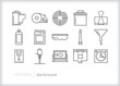 Set of photography dark room line icons of items to develop film and print black and white photographs
