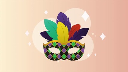 Sticker - mardi gras mask with feathers animation