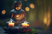 Buddha And Aromatherapy On A Beautiful Background. Generative AI,