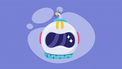 Wall Mural - astronaut helmet space outer animation
