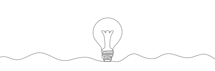 Continuous one line drawing of electric light bulb. Vector illustration.