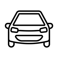 Icono De Carro. Vehículo. Automóvil Frontal. Ilustración Vectorial