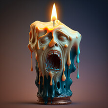 Candle With Human Face Screaming Generative AI
