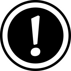 Wall Mural - 	
Black Round Warning or Attention or Caution Sign with Exclamation Mark Icon in a Circle. Vector Image.	
