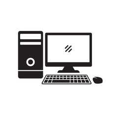 Wall Mural - computer icon with simple black color isolated on white background