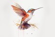 Leinwanddruck Bild - illustration graphique d'oiseau colibri ou martin pêcheur sur fond blanc