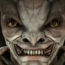 Scary Monster Alien In Gore And Glamour 3D Rendition Of Fear And Horror. 3d Rendering. 