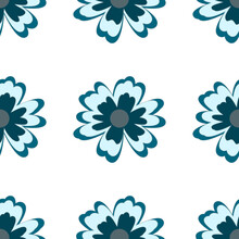 Blue White Teal Flowers Seamless Fabric Ceramic Paper Pattern