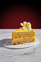 Wall Mural - a piece of carrot cake with cream