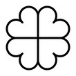 Luck or stylized lucky four leaf clover line art vector icon for apps and websites