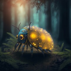 Sticker - ladybug Glowing Generative AI