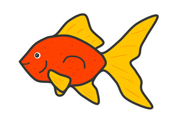 Illustration design of cute goldfish