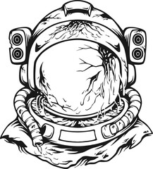 Scary dripping monster zombie astronaut helmet outline Vector illustrations for your work Logo, mascot merchandise t-shirt, stickers and Label designs, poster, greeting cards advertising business 