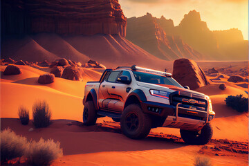 Wall Mural - off road vehicle in desert