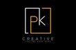 Initial letter pk, kp, p, k elegant and luxury Initial with Rectangular frame minimal monogram logo design vector template
