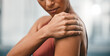 © Delcio/peopleimages.com - Closeup, fitness and black woman with shoulder pain, muscle ache and strain after training, workout and inflammation. African American lady, female and athlete with sports accident, torn and bruised