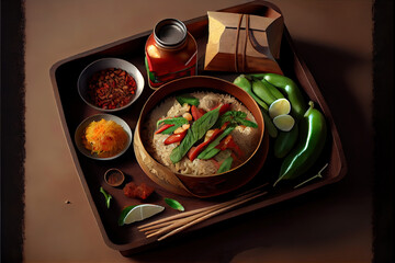 Wall Mural - Healthy Thai Khao Kluk Kapi food