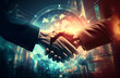 © ckybe - Crypto Business handshake on finance prosperity and money technology asset background . Generating Ai
