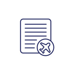 Sticker - flight documents line icon, vector