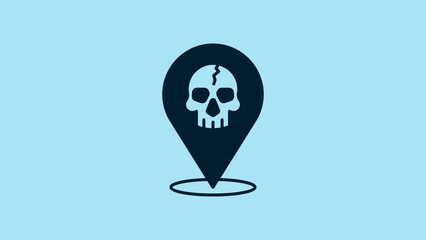 Canvas Print - Blue Location pirate icon isolated on blue background. 4K Video motion graphic animation