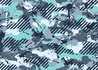 Grunge camouflage texture seamless pattern. Abstract modern endless military camo background for fabric and fashion textile print. Vector illustration.